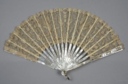 Burano lace, early 20th century Folded fan,...